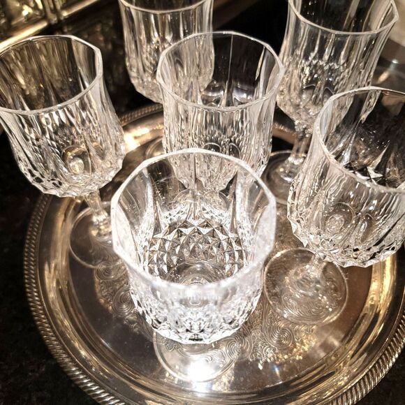 Cristal d'arques Fine Lead Crystal SIX (6) Longchamp 25cl Wine Glasses VTG Excel - Picture 5 of 14